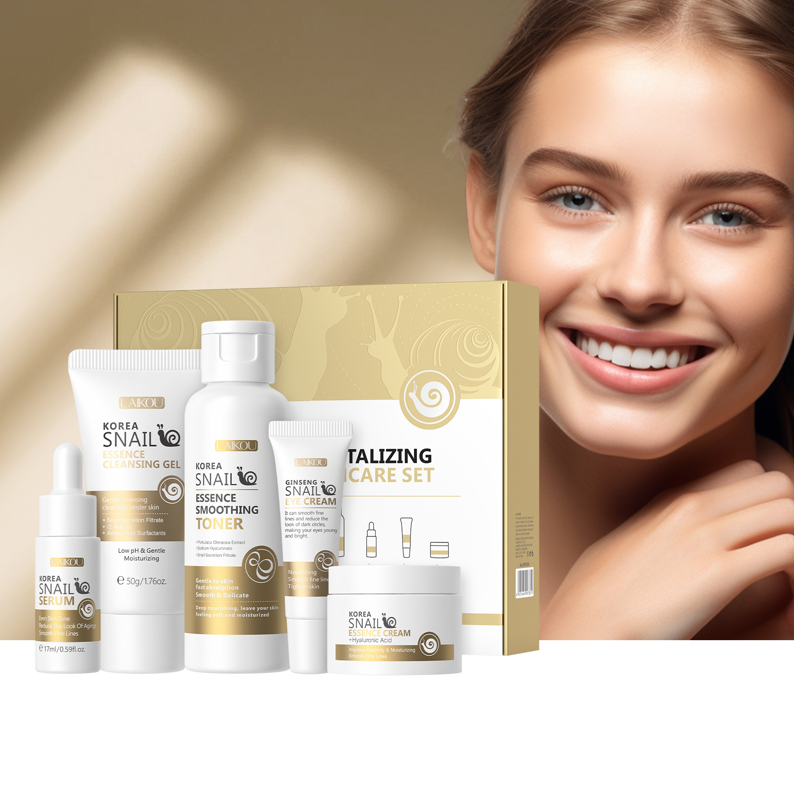 Skincare Korea - 5 قطعة محاصر كوريا الحلزون مجموعة